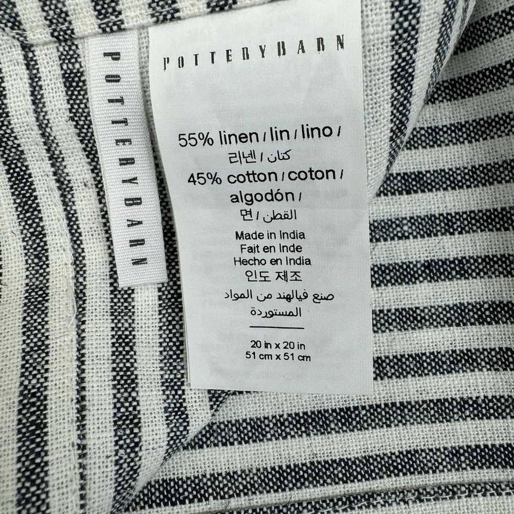 Pottery Barn Wheaton Striped Linen Cotton Napkins Set of 8. EUC. Classy.